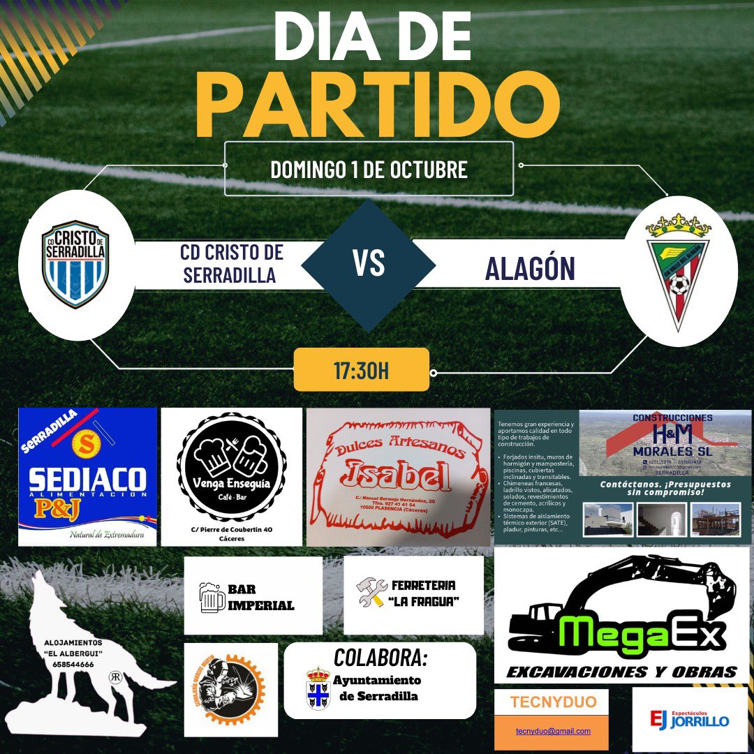 ⚽️AMISTOSO⚽️

📅Hoy, día 1 de Octubre, el Senior seguirá su pretemporada de la liga 2023/2024 y se medirá en un partido amistoso contra CD ALAGON.📅

⏱️El partido se celebrará a las 17:30h en el pabellón EL EJIDO, y la entrada será gratuita⏱️

#serradillaconeldeporte