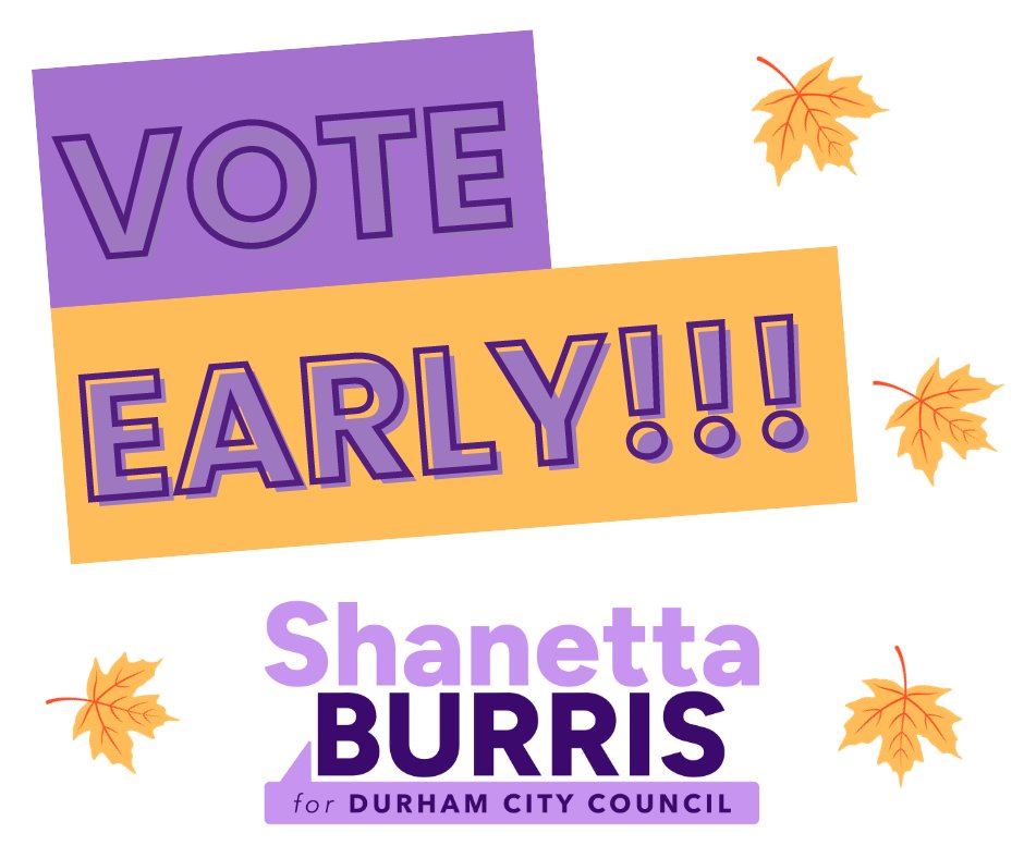 Shanetta4Durham's tweet photo. It's officially Fall AND the last Sunday during the Primary Election #EarlyVoting period. Polls are open from 12 PM to 4 PM. Let's have a wonderful Fall season with our friends and family and get out the vote. Don't forget your photo ID! 
#HappyFallYall #GOTV #Shanetta4Durham https://t.co/aqyHNJGO7y