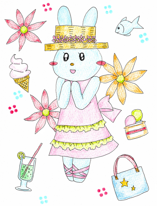 ライトブルーのうさぎちゃん #イラスト