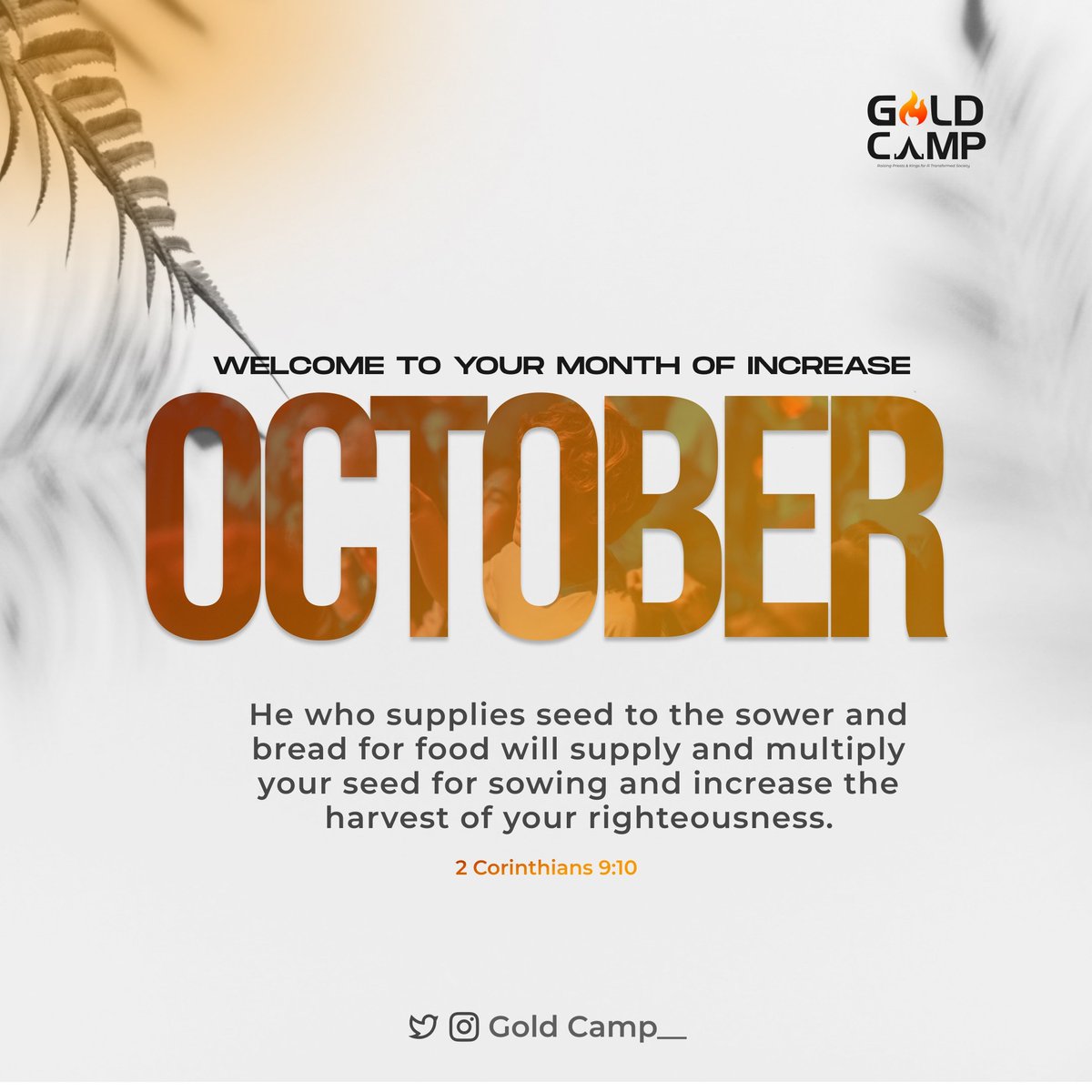 Welcome to the last quarter of 2023!

It's been an amazing year.

May this last quarter be fruitful and bring bountiful blessings your way.

Happy new month

#october #october2023 #happynewmonth #Goldcamp #youthministry #kingsandpriests #raisingkings  #transform