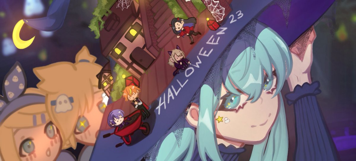 theaang__x's tweet photo. A not-so-normal spoopy hat town👻🎃

#ColorfulStageHalloween23 https://t.co/rxHXPPfnVI