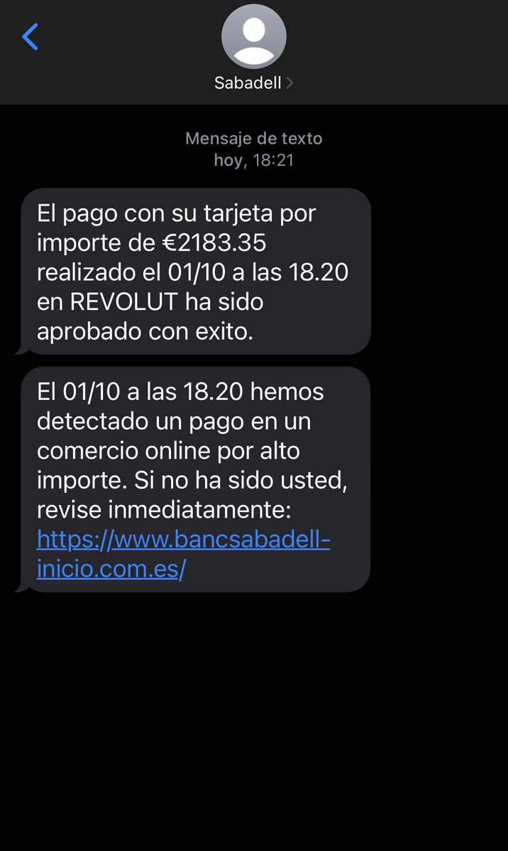 Hola <a href="/BancSabadell/">Banc Sabadell</a> he recibido este sms y no soy clienta vuestra, y recibido en vuestro nombre una llamada del 963085000 para advertirme de supuestos fraudes.