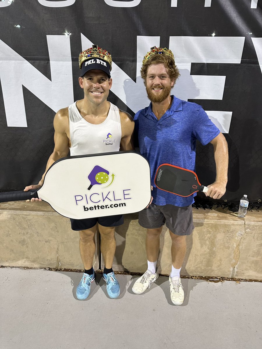 JohnnyQuinnUSA's tweet photo. Thank you to the Courts of McKinney and Melissa Stuart for hosting a fun “King of the Court 👑” competition last night! ⁣
⁣
If you live in the north Dallas area, be sure to checkout the Courts of McKinney as the facilities are top notch and they are always hosting excellent events!⁣
⁣
And a big thank you to my teammate Tanner Rice! It is an honor to share in this king-ship (is that even a word 🤪) with you, pal! See you back on the courts soon!⁣
⁣
#Pickleball https://t.co/4pnVVR7oQw #PickleBetter #JohnnyPickles