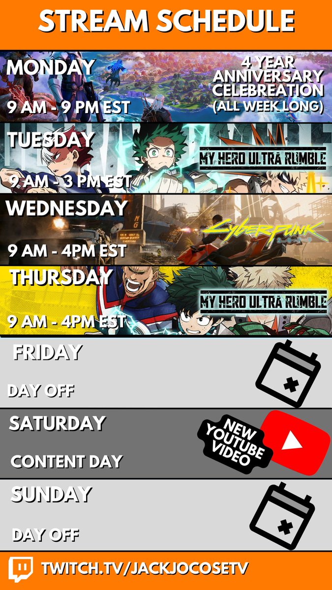 This Weeks Anniversary Schedule! 🦘🎉  

We've got a Jam Packed Week and We're Celebrating Each Day! 

Excited to celebrate 4 Years With the Pack ❤️