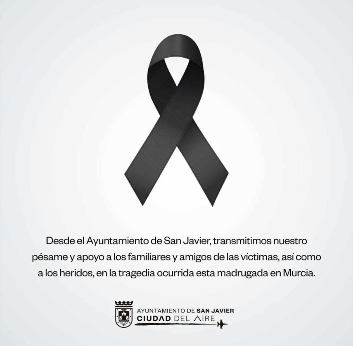 Desde el Servicio de Protección Civil de San Javier queremos enviar un mensaje de solidaridad y pésame a las familias de las víctimas del incendio producido esta madrugada.