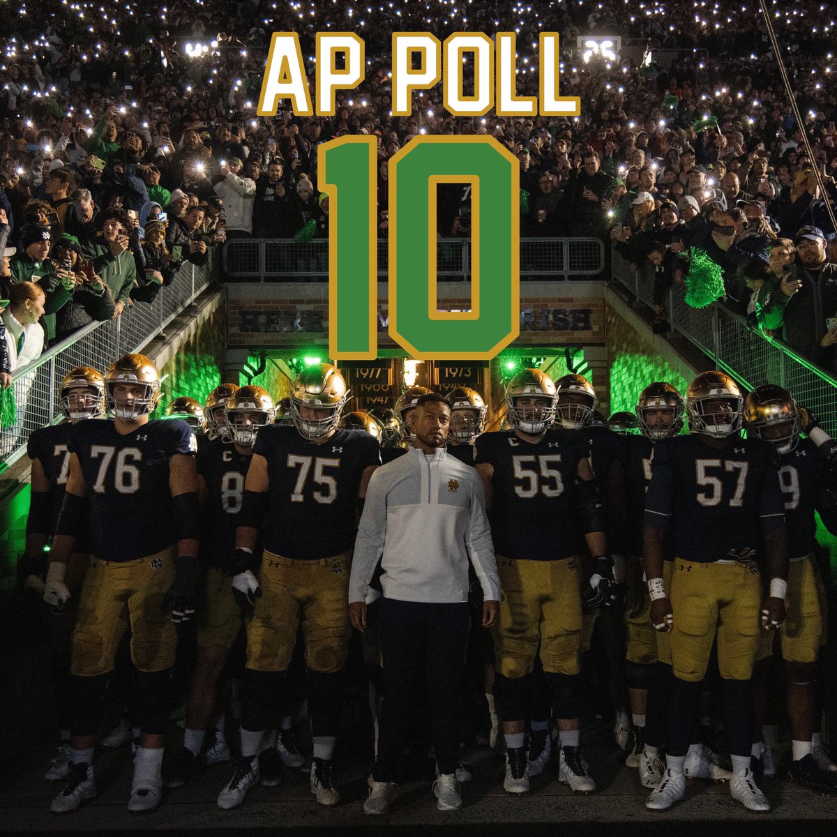 BarstoolIrish's tweet photo. The Irish at 10 in the AP Poll https://t.co/IttNtrj05Q