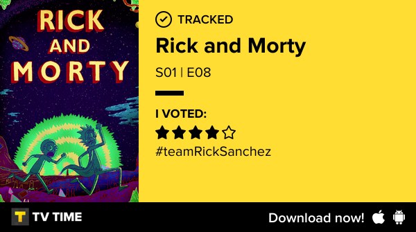 I've just watched episode S01 | E08 of Rick and Morty! #rickandmorty  #tvtime🔥 #Rickmas: #zflip4 #Rickflector #FasterInAllDimensions #tattoo #fanartfriday #SDCC2019  
Original: ValerioXehanort