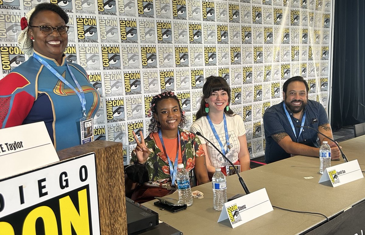 CBCBook's tweet image. The CBC Graphic Novel Committee returned to #SDCCEL this year to host seven panels @SDPublicLibrary! Our blog series will be going over each panel sharing insights from authors, teachers, librarians, &amp;amp; more. 

Next up: All Together Now! Find Your Voice! 
lnk.bio/s/CBCBook/b8679