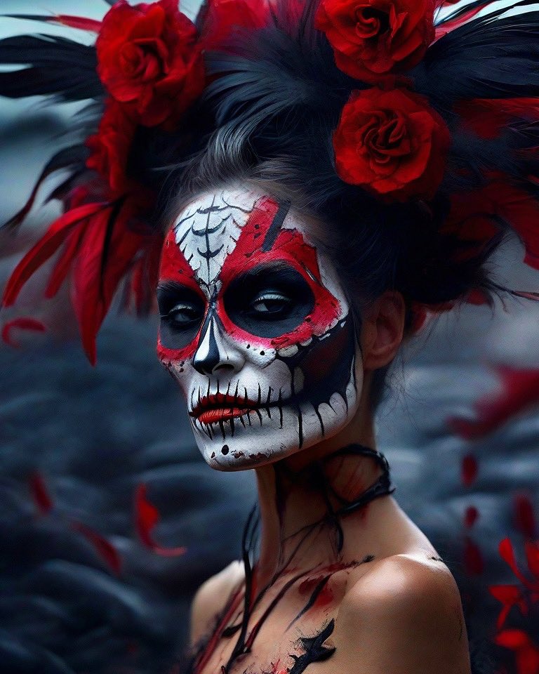 🌸💀🪶 In this piece, I blend the fragility of flowers with the mysterious presence of a female skull adorned with feathers. What thoughts does this unusual combination inspire in you? 🤔💫 #Creativity #DigitalArt #art #beauty #aiart #digitalart #digitalartist