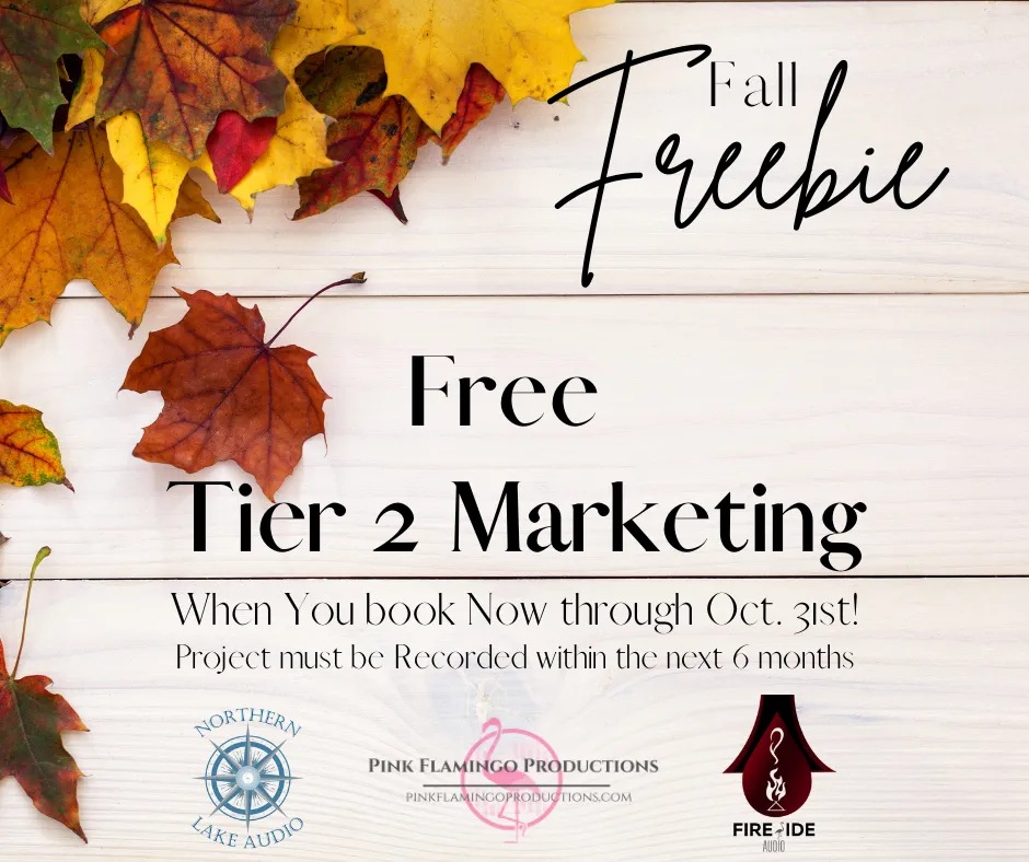 🔥Fall Freebie🔥

Have you been wanting to turn your book into an audiobook? This is your sign that nows the chance!

If you sign up to get your audiobook published within the next 6 months you'll get our Tier 2 Marketing for free.

Form available here: form.jotform.com/232555916883165