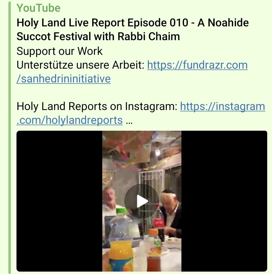 NATION of EPHRAIM 🕎 אפרים 
✅️ Sei LIVE dabei 😊

youtube.com/live/pCcgGH18w…

#holylandreports #live #sukkot #noahide #nationofephraim #ephraim #juda #holydays