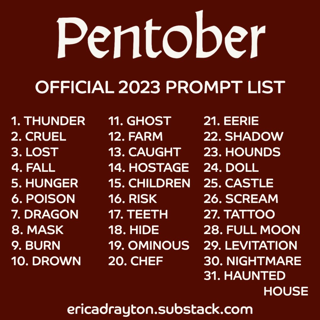 EricaDrayton's tweet photo. #Pentober2023 Day 1, THUNDER, in the books. Handwriting one 100 word story every day in October. Join us or read my stories by subscribing to my newsletter. Link in bio. #Pentober https://t.co/ZeERmEXsQQ