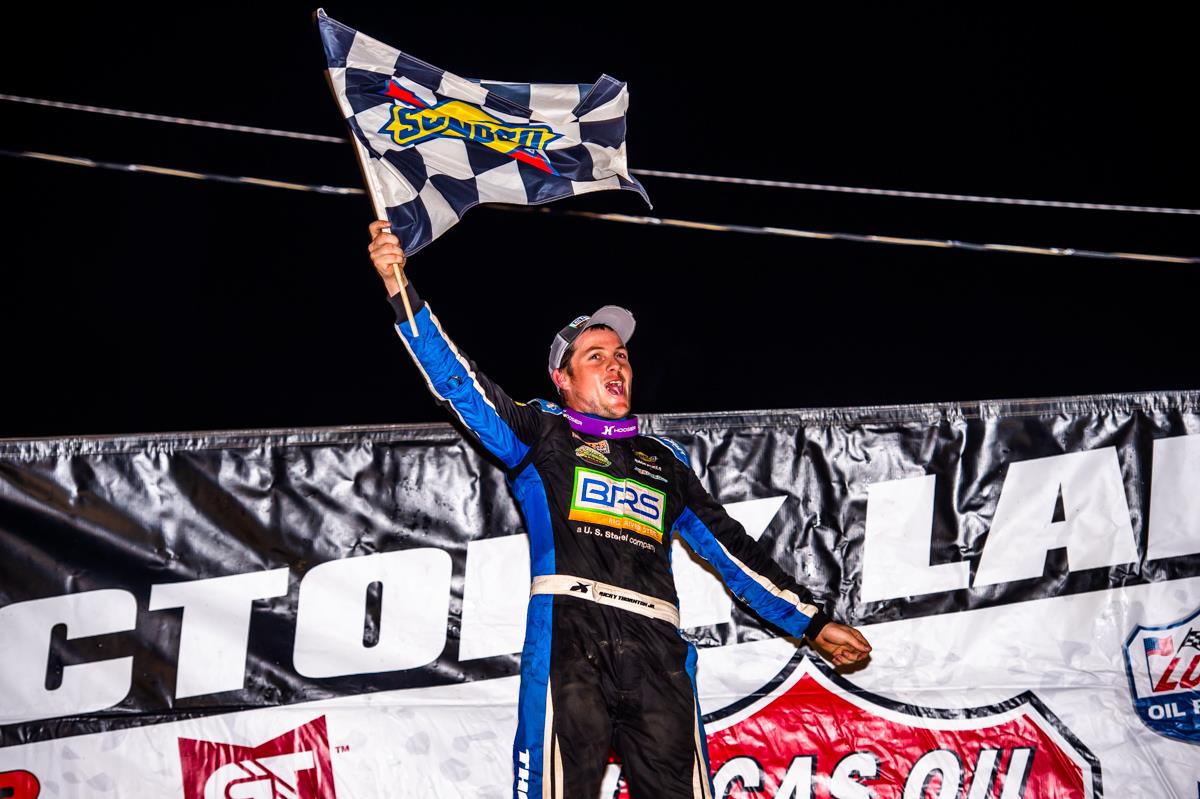 RacingProMedia's tweet photo. Ricky Thornton Jr. survived a back-and-forth battle between himself and #JonathanDavenport to earn his second career #Pittsburgher win
#RickyThorntonJr #DevinMoran #TimMcCreadie #LucasOil #LateModel #Dirt #Racing #Winner #Pennsylvania
https://t.co/zmJq4rv8rQ https://t.co/LiaaPQEpl2