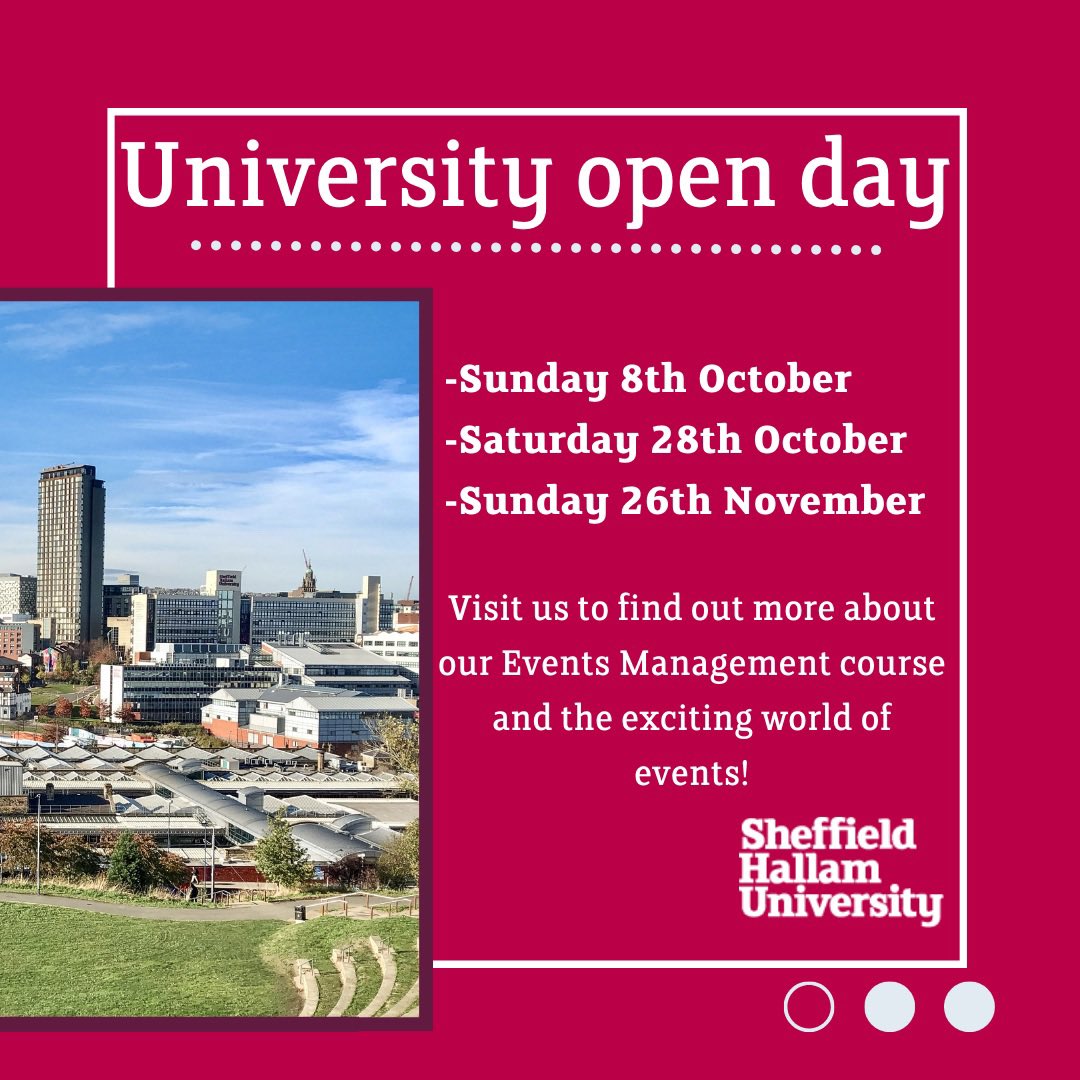 🚨University Open Day🚨come along and find out more about Events Management @ Sheffield Hallam! 

#sheffieldhallam #openday #university #chooseevents #thepowerofevents #eventsmanagement #events #eventsdegree