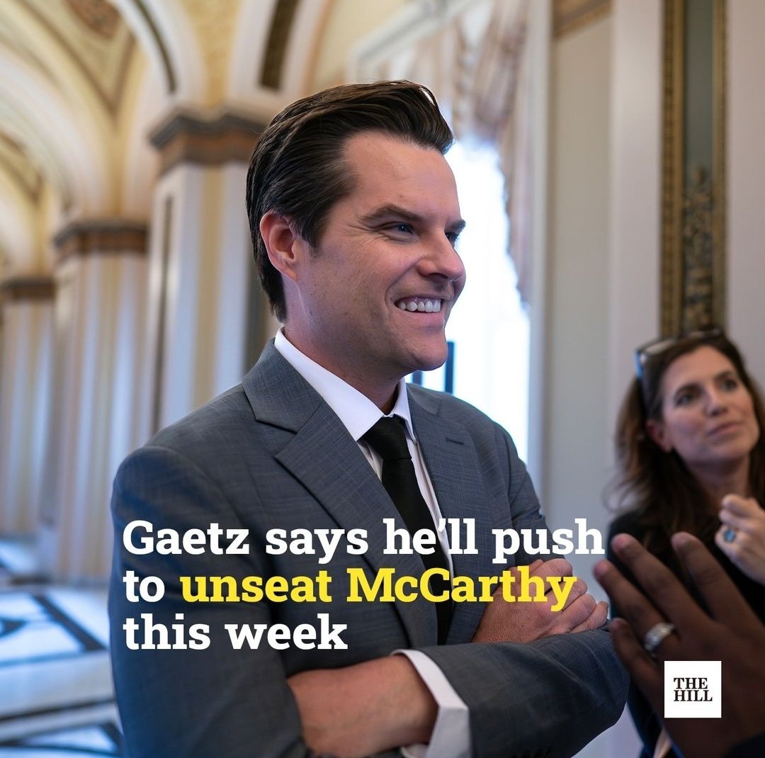 Gaetz will push for Speaker McCarthy's ouster.

#SpeakerInNameOnly.