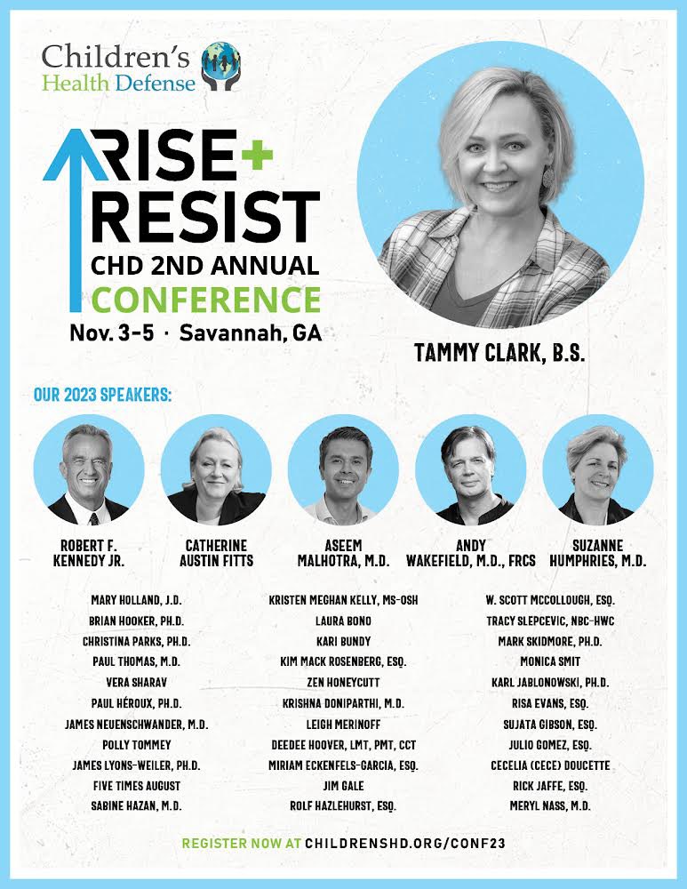Tammy_K_Clark's tweet photo. I will be speaking at the Children’s Health Defense Conference with RFK Jr. & health freedom advocates, scientists, doctors, & legal experts.
I hope to see you in Savannah GA, Nov 3-5th!
#CHDConf2023 #StandWithCHD #RiseandResist
@ChildrensHD @KristenMeghan @drCParks1 https://t.co/C8tAl41mH4