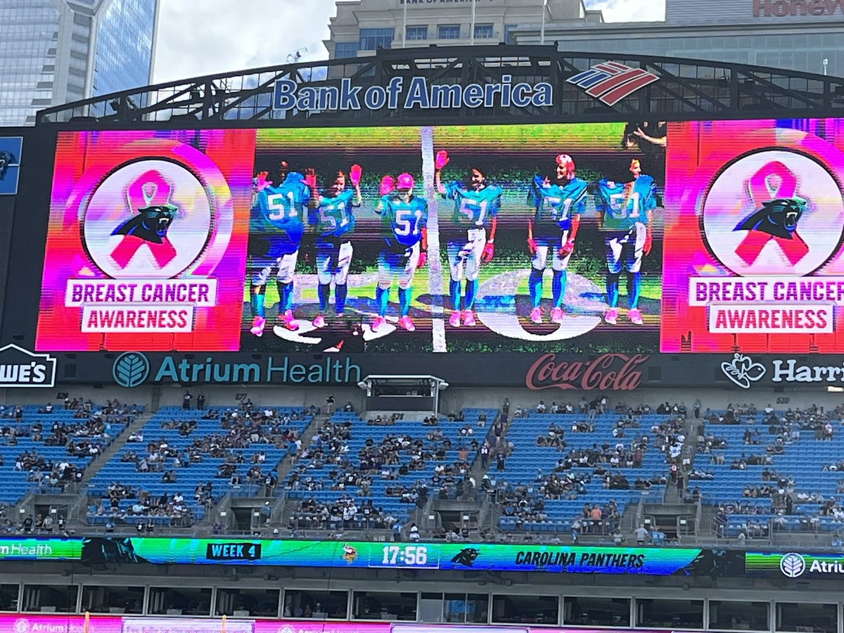 GameDayCharlie's tweet image. The Carolina Panthers and the NFL bringing awareness to breast cancer and early detection with the Crucial Catch campaign. @ABC11_WTVD