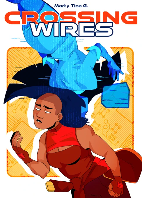 🧡Crossing Wires, my @SBComicsFair comic, is out!! 💙   action/scifi/romance about having the conciousness of your ex stuck in  your head and being on a quest to get her back to her body. 54 pages,  please read the cw!  