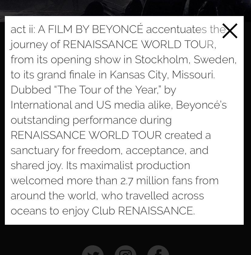 BeyonceFrance's tweet photo. C’est officiel, l’act II tant attendu de Beyoncé est un film de 2h30 retraçant l’era Renaissance, de la création de l’album à la tournée mondiale https://t.co/tfZWEsg8XI