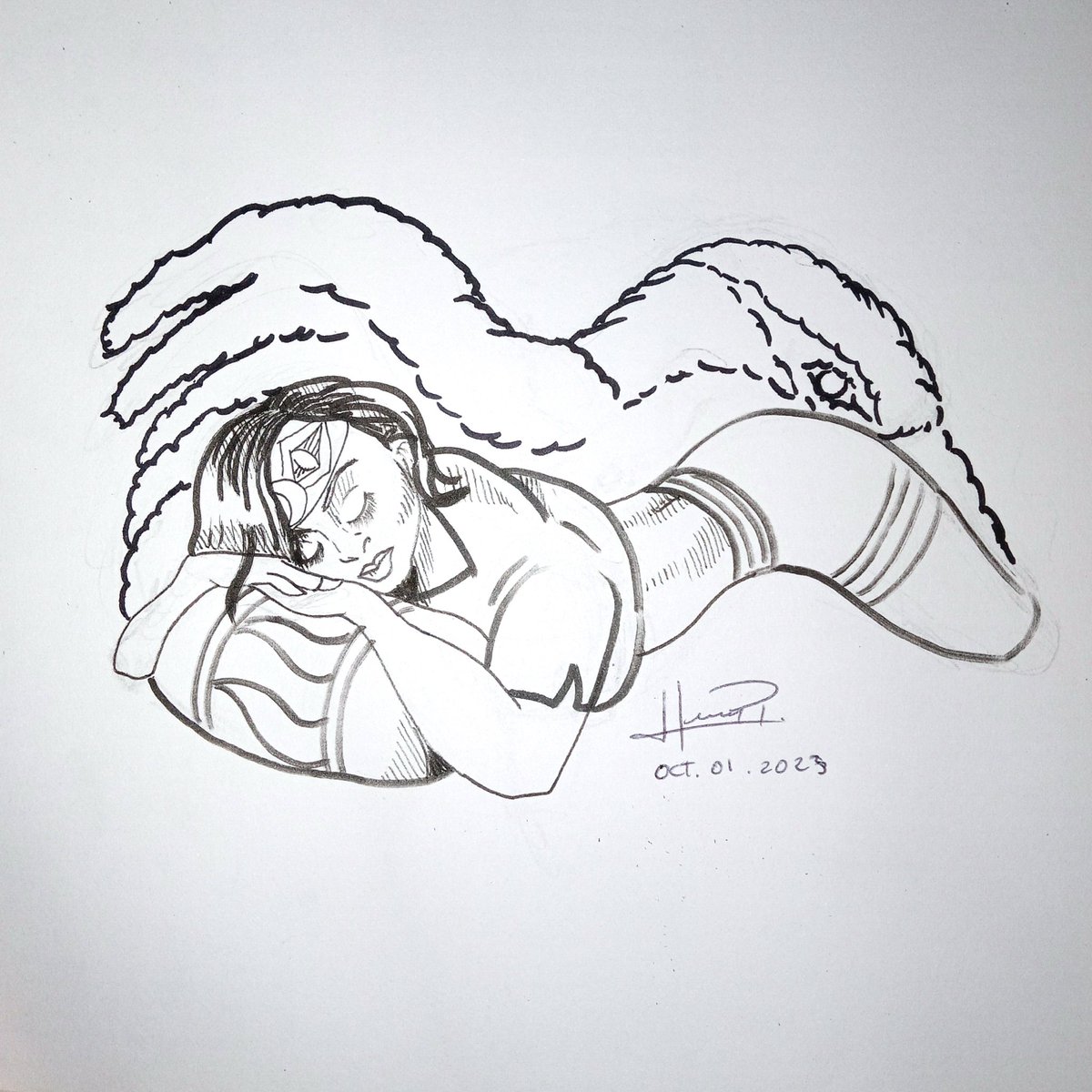 Capullana Princess dream #inktober2023dream <a href="/inktober/">Inktober</a> #inktober2023 #blackandwhitedrawing