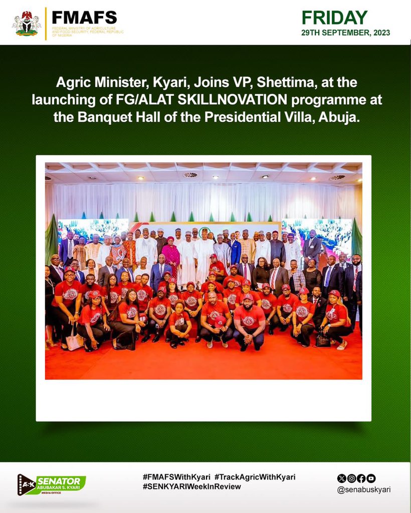 JayItsJam's tweet photo. HON. MINISTER OF AGRIC & FOOD SECURITY, SENATOR ABUBAKAR KYARI’S WEEK IN REVIEW
24th September - 30th September, 2023
#SenKyariWeekInReview
#FMAFSWithKyari #TrackAgricWithKyari https://t.co/4Ro2tlvUXN