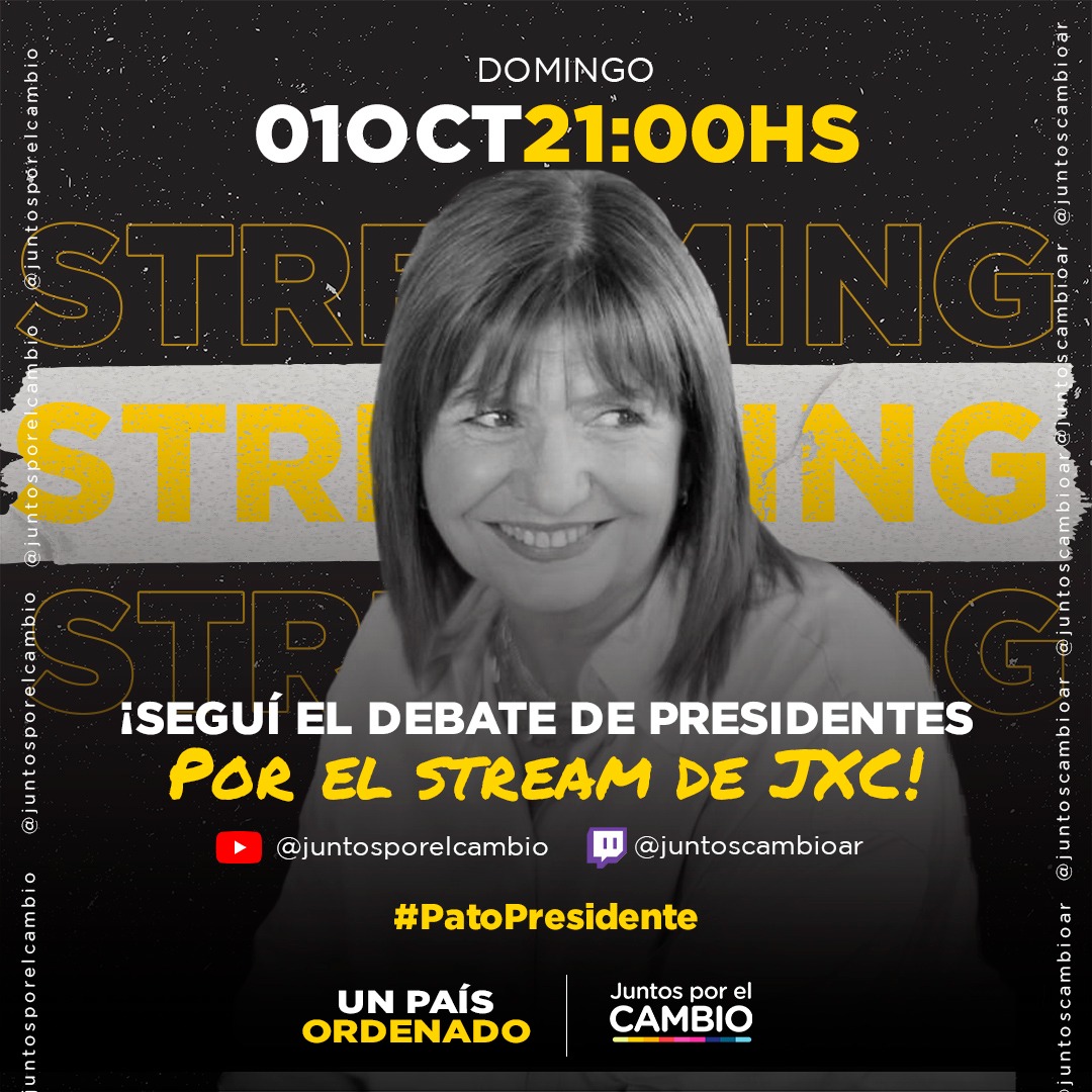SilvanaGiudici's tweet photo. #PatoPresidente no te pierdas el #Debate2023  #EsElla #EsAhora https://t.co/f2GE6nu55o