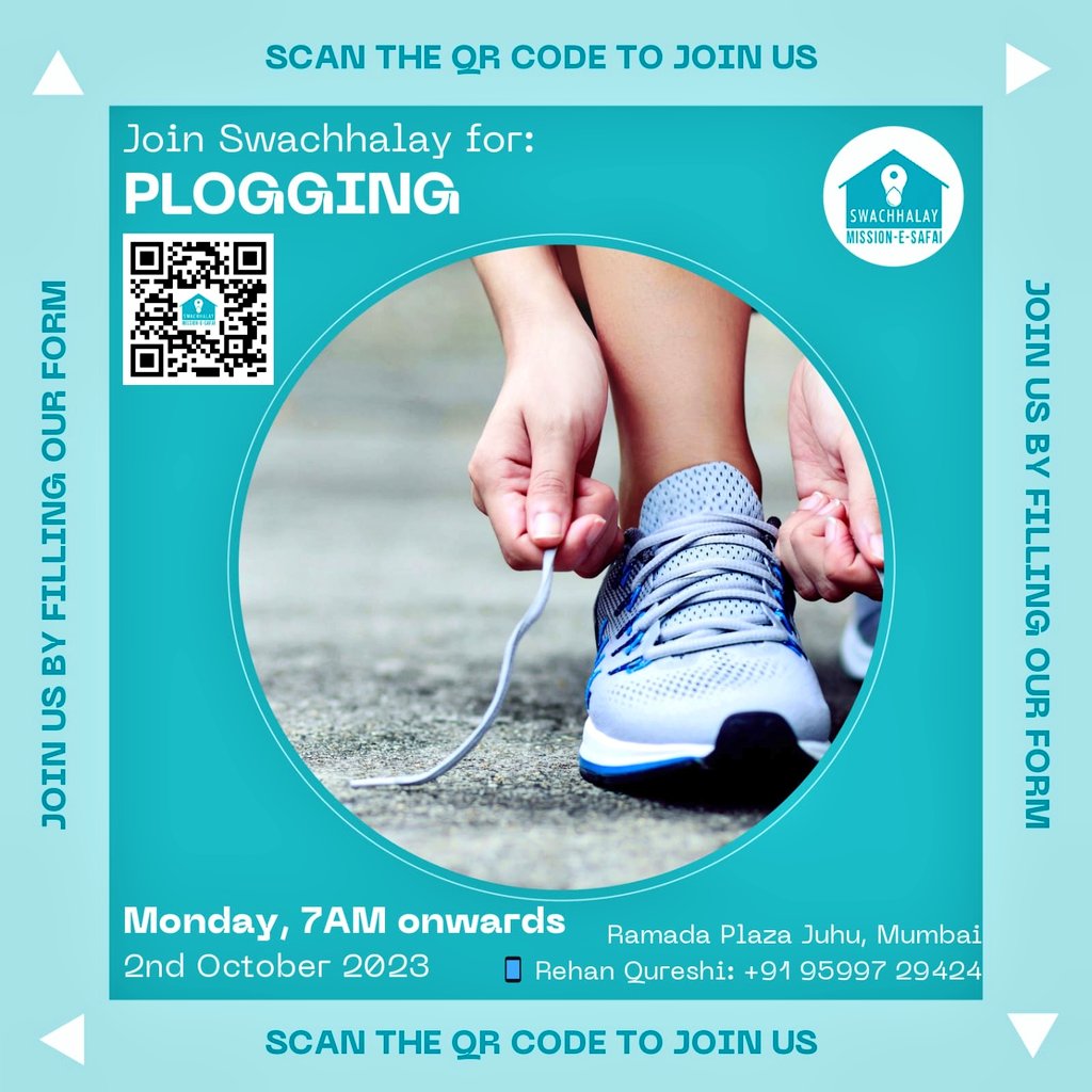 Swachhalay (@swachhalay) on Twitter photo Mumbai, Gear Up for a Unique Fitness Fiesta! Join <a href="/Swachhalay/">Swachhalay</a> tomorrow to plog with a twist! Blend fitness with sanitation - Plog, jog, and beautify our city!
🗓 Oct 2nd, 7 AM
Choose your turf-
📍 Prabhadevi, Juhu, Powai
#SwachhataHiSeva Mumbai, Gear Up for a Unique Fitness Fiesta! Join <a href="/Swachhalay/">Swachhalay</a> tomorrow to plog with a twist! Blend fitness with sanitation - Plog, jog, and beautify our city!
🗓 Oct 2nd, 7 AM
Choose your turf-
📍 Prabhadevi, Juhu, Powai
#SwachhataHiSeva