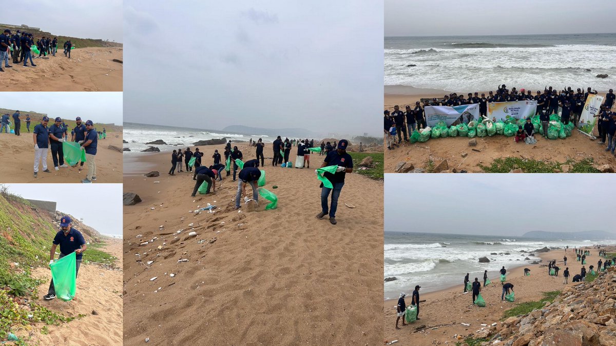 ioclvizagdo's tweet photo. Inspired by Prime Minister’s call for “Swachaata Hi Seva” campaign, Indian Oil Corporation Limited (IOCL), Visakha Divisional participated in #shramadaan for Swachaata cleanliness drive in IOCL retail outlets under Vishaka Division and cleaning of Rama Krishna beach, Vizag. https://t.co/3ASJ8SEwvH