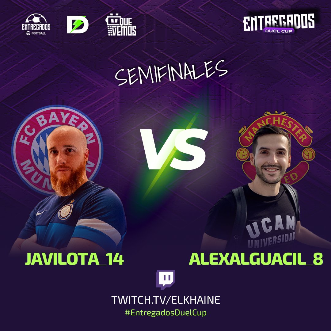 ¡La emoción sigue en la Entregados Duel Cup! 🎮🔥

Hoy en las SEMIS: <a href="/Javilota14/">Javilota</a> vs <a href="/AlexAlguacil8/">Alex Alguacil</a>
 ¿Quién crees que dará el golpe final y avanzará a la final? 🏆💪

¡No puedes perdértelo! 😎 

#EntregadosDuelCup #Javilota14vsAlexAlguacil8 #Semifinales