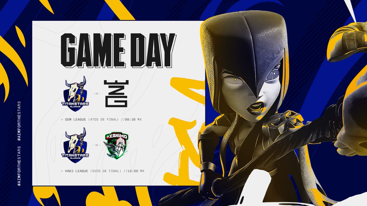 TSA Gaming (@tsagaming_) on Twitter photo #CR • MatchDay ⭐️
¡ A madrugar estrellas !
🏆 <a href="/GemLeague/">Gem League</a>
🆚 <a href="/WZG_Gaming/">WealthZ-Gaming</a>
⏰️ 09:30 🇲🇽 • Winner Bracket 2
🏆 <a href="/HAK3_League/">HAK3 League</a>
🆚️ <a href="/ExAnimo_Italy/">ExAnimo Italy</a>
⏰️ 15:00 🇲🇽 • 8vos Final
Los playoffs se toman el día con dos difíciles duelos que hay que ganar si o si.
#AimForTheStars✨️ #CR • MatchDay ⭐️
¡ A madrugar estrellas !
🏆 <a href="/GemLeague/">Gem League</a>
🆚 <a href="/WZG_Gaming/">WealthZ-Gaming</a>
⏰️ 09:30 🇲🇽 • Winner Bracket 2
🏆 <a href="/HAK3_League/">HAK3 League</a>
🆚️ <a href="/ExAnimo_Italy/">ExAnimo Italy</a>
⏰️ 15:00 🇲🇽 • 8vos Final
Los playoffs se toman el día con dos difíciles duelos que hay que ganar si o si.
#AimForTheStars✨️