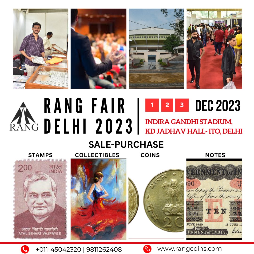 RangFair's tweet photo. We invite you to the biggest Numismatic | Philatelic Fair in India,
14th RANG Fair 2023

.
.
.
.
.
. #numismatist #stampscollection #coinsoftheworld #stampset #coins #numismatique #numismatic #numismatics #numismatica  #indianstamps  #coinsforsale #coinscollection #buycoin https://t.co/7EMxNzDbZv