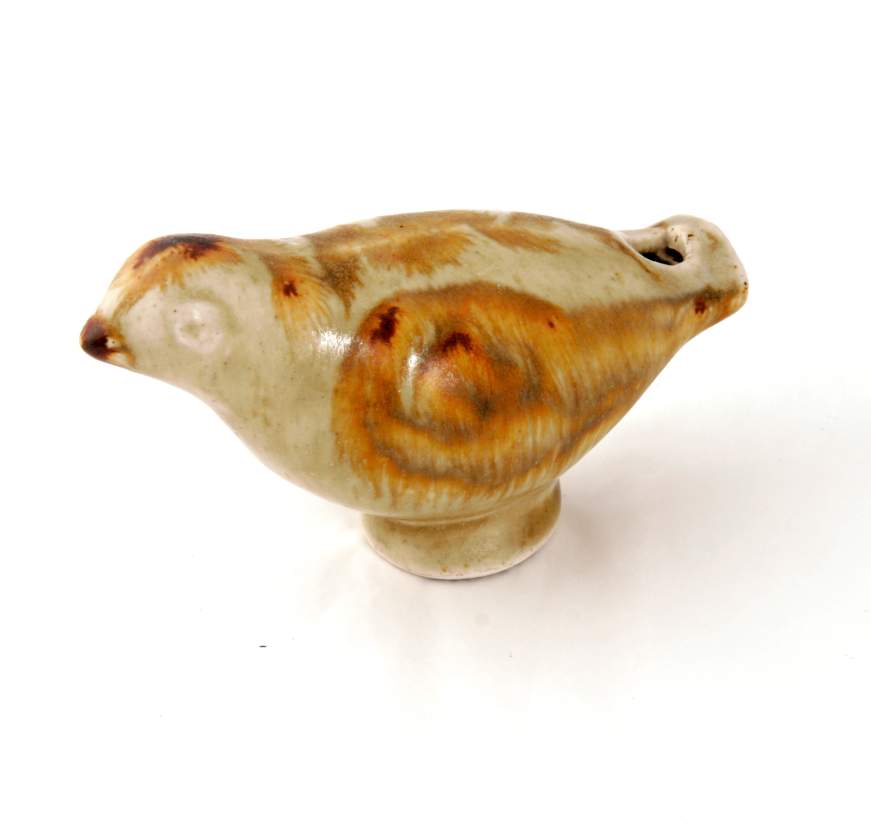 W is for Whistle in our #MuseumABC. 🪶 This beautiful pottery whistle was made at Prickwillow Pottery. It is shaped and painted to resemble a skylark.