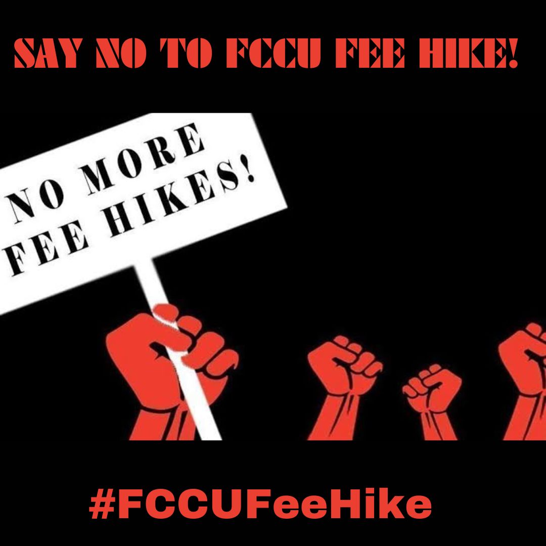 SyedAshirAliSh5's tweet photo. We completely reject the unjustable policies of FCCU regarding fees. https://t.co/kVAhMrlNks