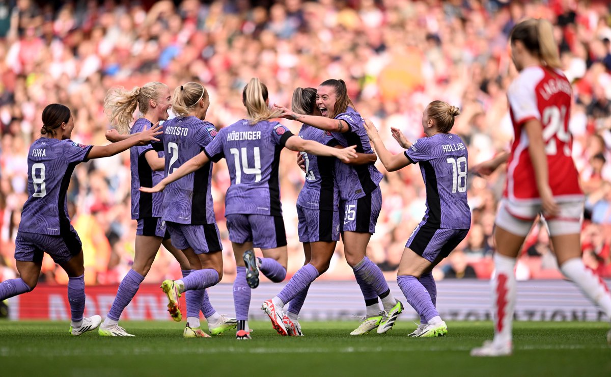 LiverpoolFCW's tweet photo. Our first of the #BarclaysWSL season.
Miri's first for the club. 

What a time to get it 💜 https://t.co/vZdq9BbmRy