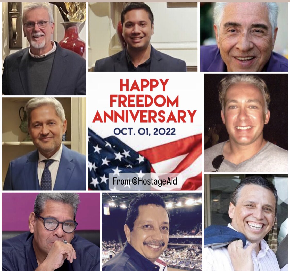 Today marks the 1st freedom anniversary of Baquer Namazi from #Iran &amp; Jose Pereira, Jorge Toledo, Tomeu Vadell, Alirio &amp; Jose Luis Zambrano, Osman Khan, &amp; Matthew Heath from #Venezuela.

We commend <a href="/POTUS/">President Donald J. Trump</a> for bringing them home &amp; we urge him to #FinishTheJob &amp; bring the remaining
