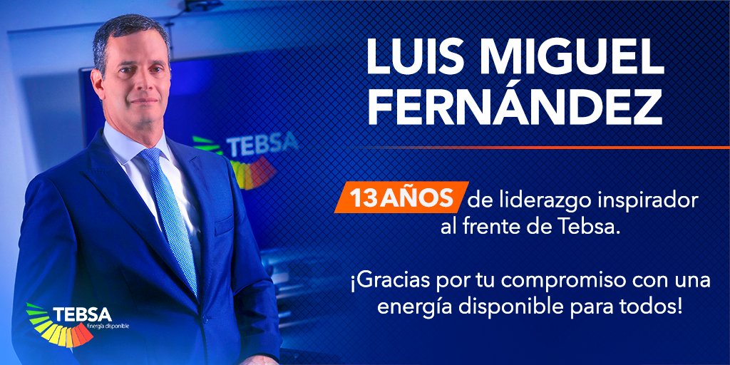 TEBSA_Energia's tweet photo. Hoy celebramos los 13 años de nuestro presidente al frente de TEBSA y hacemos un reconocimiento a su labor consolidándonos como la planta térmica más grande de Colombia.
#EnergíaDisponible #Aniversario #Oct1 #TEBSA https://t.co/1HNKI6vTDe