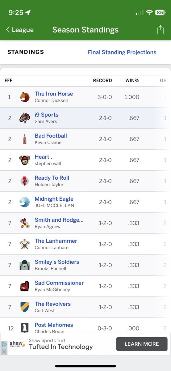TheOfficialFFF's tweet photo. Headed into week 4, here’s where we stand… https://t.co/BsoVPLpuau