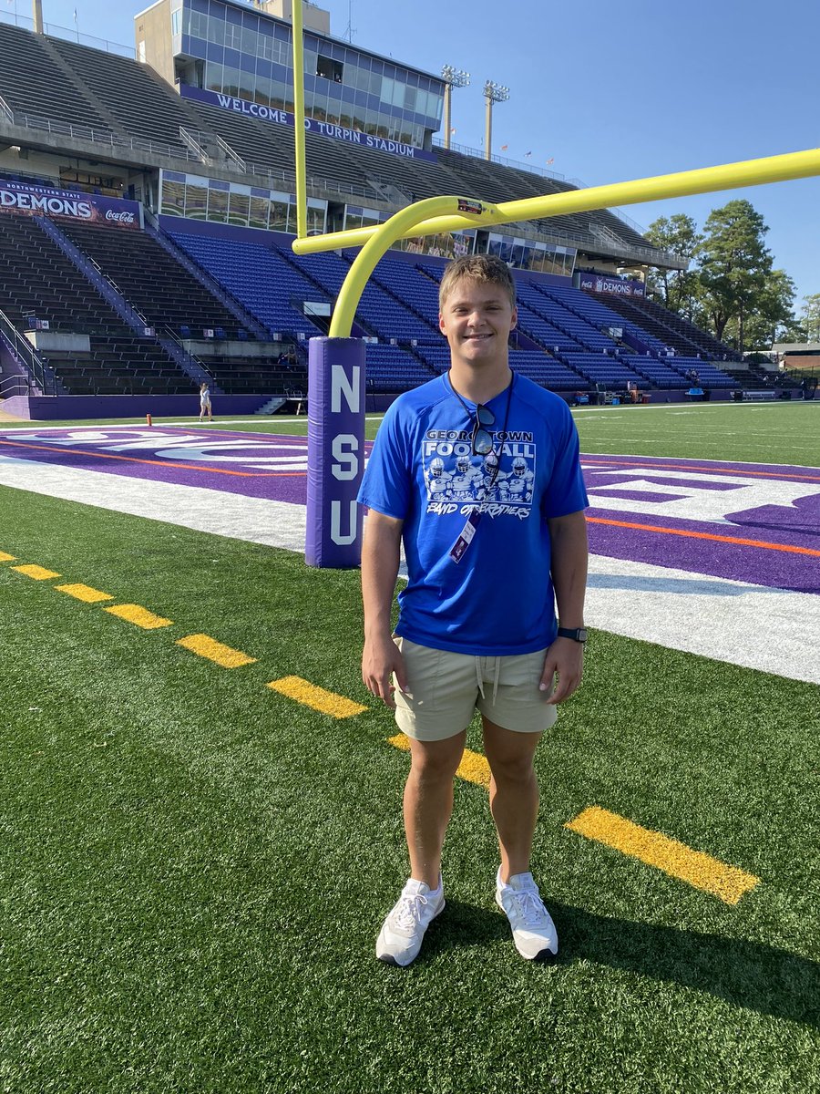 Had a great time <a href="/NSUDemonsFB/">NSU Football</a> game this weekend! Thank you @NSUCoachBlair for the invite <a href="/boone_feldt/">Boone Feldt</a> <a href="/CoachGriffGHS/">Chuck Griffin</a>