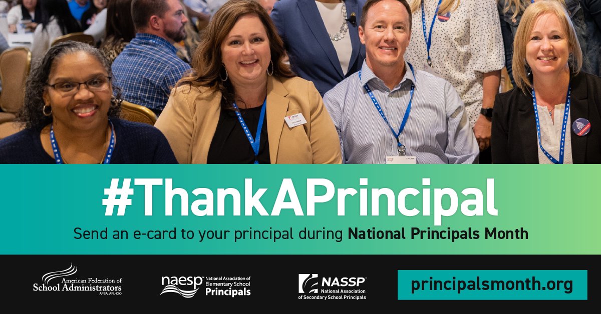October is National Principal’s Month! 
The role of the principal is ever changing, becoming more complex. I’m grateful for all Principals who accept the calling to lead with their heart making positive impacts for students &amp; the community they serve🎓 #ThankAPrincipal