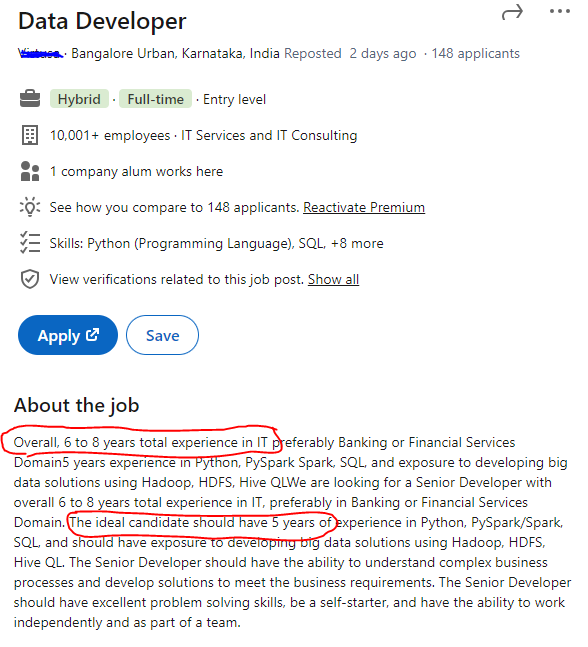AxayTweets's tweet photo. "🔍 Job hunting's a maze! Calling out companies who label jobs as 'Entry Level' but demand high experience. Let's level the playing field! 💪 #FairOpportunities #HiringTransparency
Just one example - I see such posts daily! 🤷♂️ #JobSearchStruggles" https://t.co/sM5vH4Suev