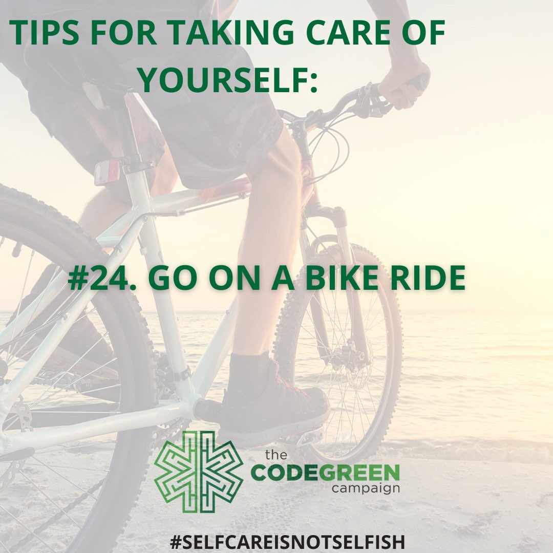 CodeGreenEMS's tweet photo. Jessica From Virginia shared her #selfcare is going on a bike ride! #mentalhealthawareness #thecodegreencampaign https://t.co/40upG1WJd9