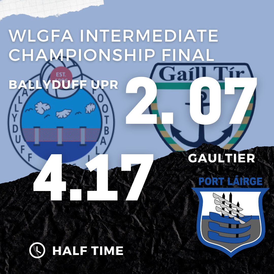 ⌚ Full Time 
INTERMEDIATE COUNTY FINAL
Referee: Brian Cuddihy
🏟️ Venue: Lemybrien

Gaultier 4.17
Ballyduff Upper 2.07

Goals:
Gaultier: Clodagh Carroll x 2 Laoise Forrest Roisin Kirwan
Ballyduff: Katie Hannon x 2 (1 pen)