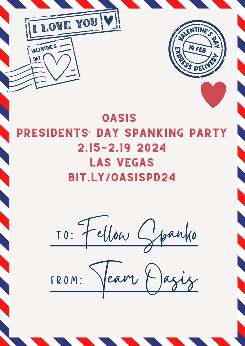 OasisPartiesLV's tweet photo. Registration is now open for our Presidents' Day spanking party! Come party in Vegas with us and enjoy beautiful views, spacious villas, waived resort fees...and spanking. Lots and lots of spanking. Register early for the best price. https://t.co/jGYhc7jhQh https://t.co/5slNcR5Wh3