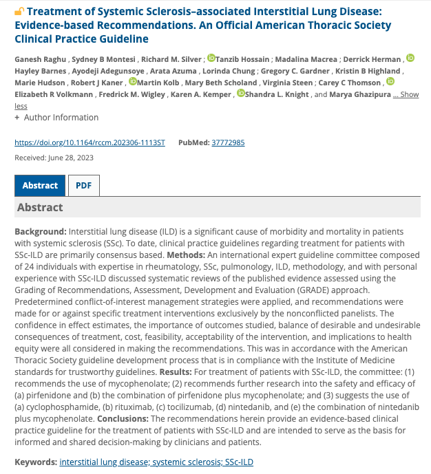 Leticia Kawano-Dourado (I'm on BlueSky/LinkedIn) (@leticiakawano) on Twitter photo 🚨 1/ Treatment of Systemic Sclerosis-associated ILD: an official ATS <a href="/atscommunity/">American Thoracic Society (ATS)</a> guideline
Main takeaways and some reflections now wearing my methodologist hat 🤠:
+
atsjournals.org/doi/abs/10.116… 🚨 1/ Treatment of Systemic Sclerosis-associated ILD: an official ATS <a href="/atscommunity/">American Thoracic Society (ATS)</a> guideline
Main takeaways and some reflections now wearing my methodologist hat 🤠:
+
atsjournals.org/doi/abs/10.116…