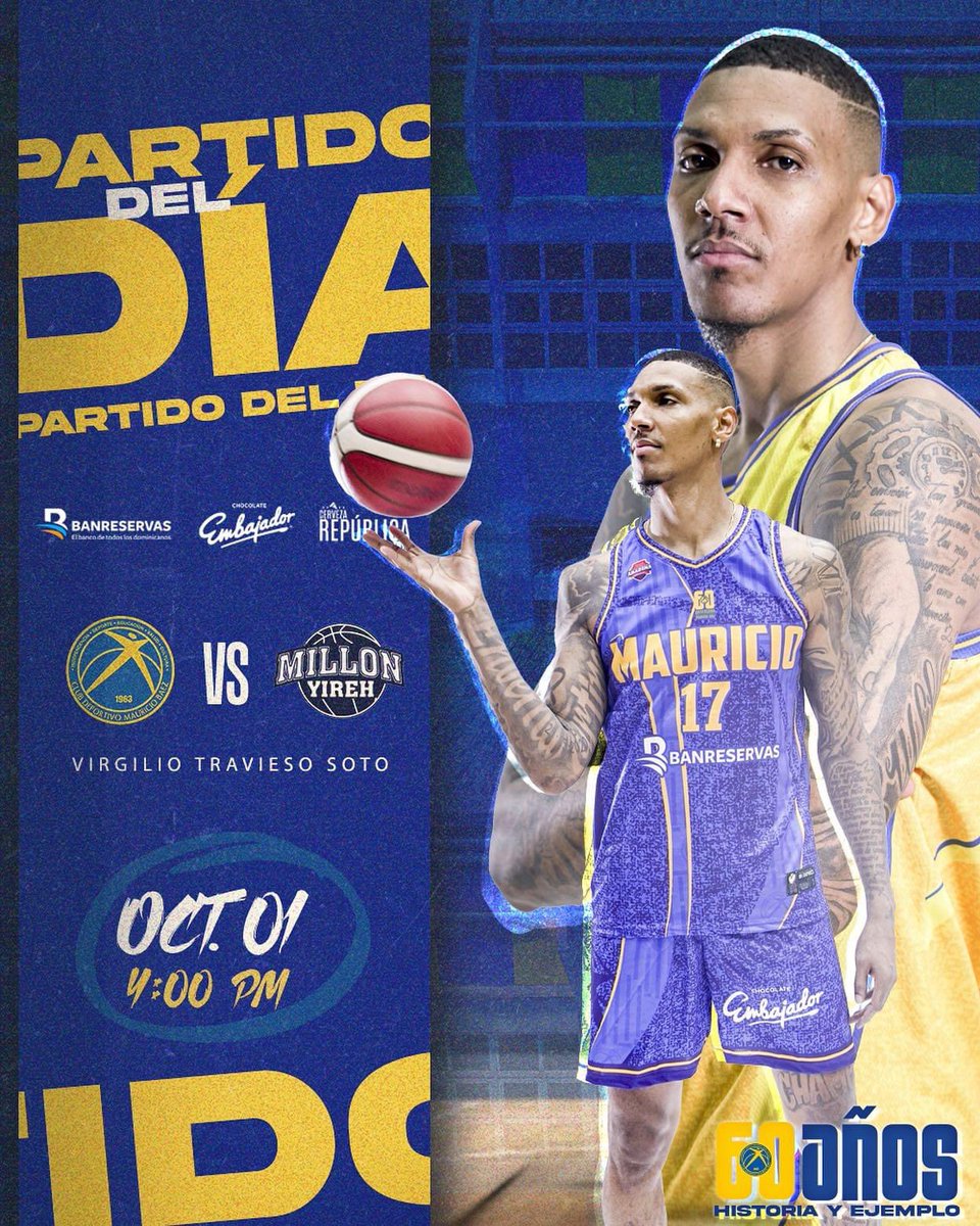 ¡VAMOS A POR TI 7-0! 😎🔥🏀

Todos los caminos conducen al palacio de los deportes a partir de las 4:00PM en busca de la victoria en este último encuentro de serie regular 📅 

El que sea alérgico a la mostaza que mantenga la distancia 😌💙💛

#MauricioBaez #Baloncesto #Abadina