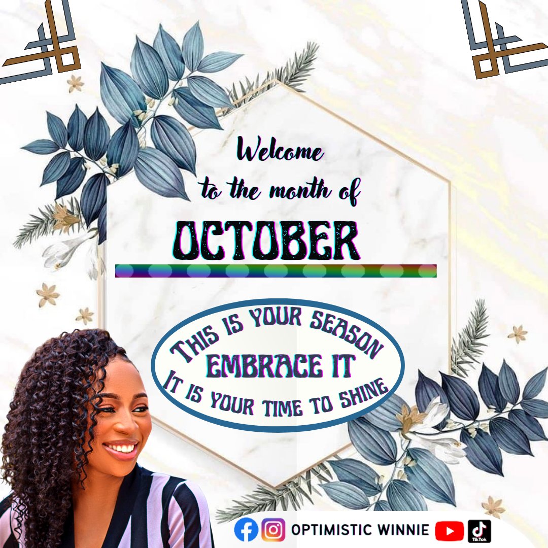 Optimistic_Wini's tweet photo. 𝗬𝗼𝘂𝗿 𝘀𝗲𝗮𝘀𝗼𝗻 𝗼𝗳 𝗴𝗼𝗼𝗱 𝗻𝗲𝘄𝘀 𝗶𝘀 𝗵𝗲𝗿𝗲 💃
Embrace it wholeheartedly!
It is your time to shine ⭐
Happy New Month Beloveds 

#HappyNewMonth #NewMonth #October #October2023 #1stOctober #October1st #HappyNewMonthFriends #NewMonthVibes #OctoberIsHere #The25k https://t.co/8WC8mtyXJp