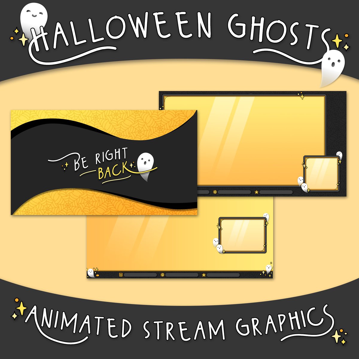 SuppyGraphics's tweet photo. happy October!!! 👻🦇 I have two animated graphic sets in my Etsy shop that can help you give your stream some creepy cute vibes to celebrate the season 💛 https://t.co/GqjCFTtDQh