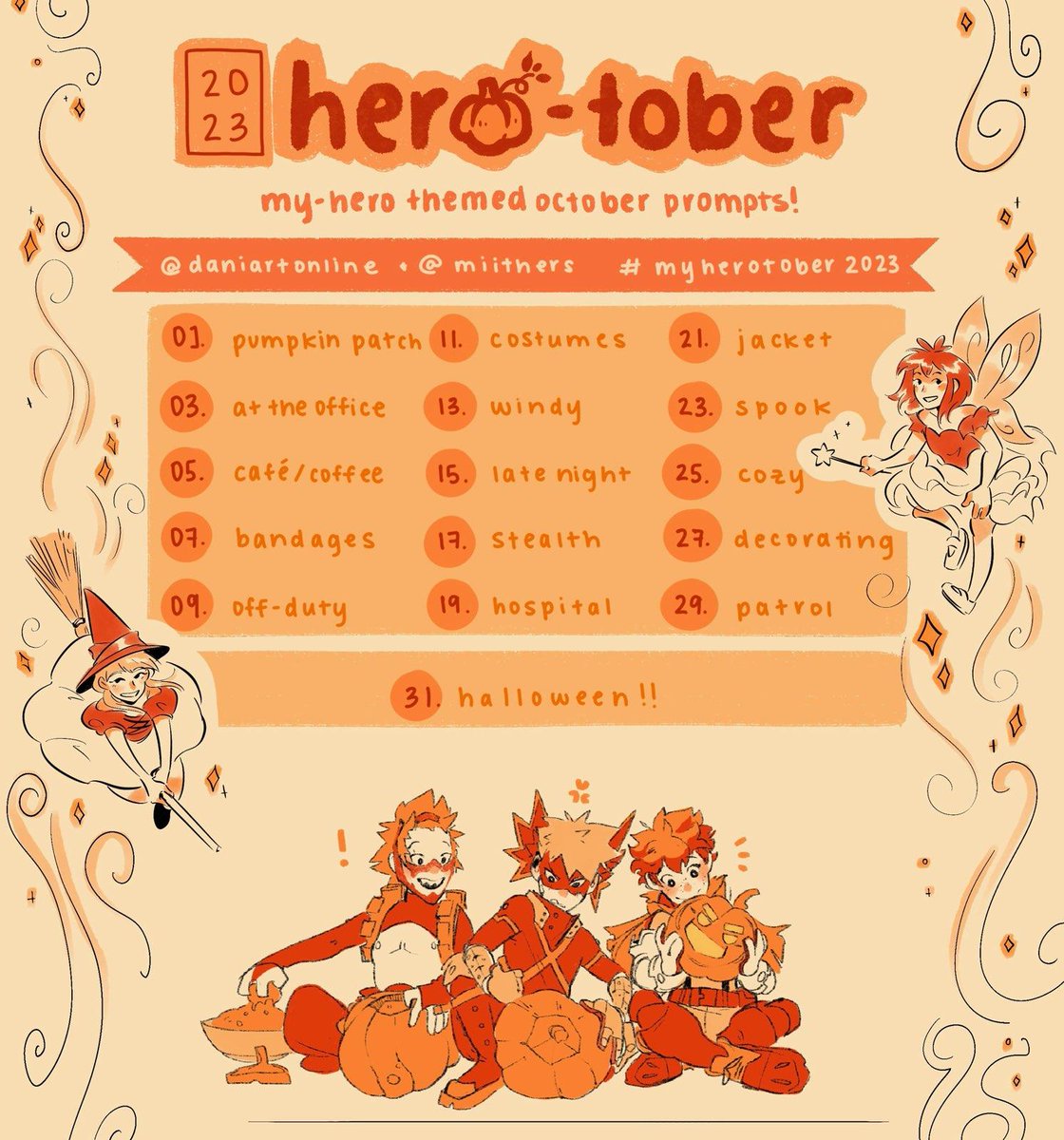 RoLu_Arts's tweet photo. The time has come! 🎃
#myherotober2023 Day 1: Pumpkin Patch

Ro~
#inktober2023 #ArtistOnTwitter https://t.co/GvzcjVPPwM