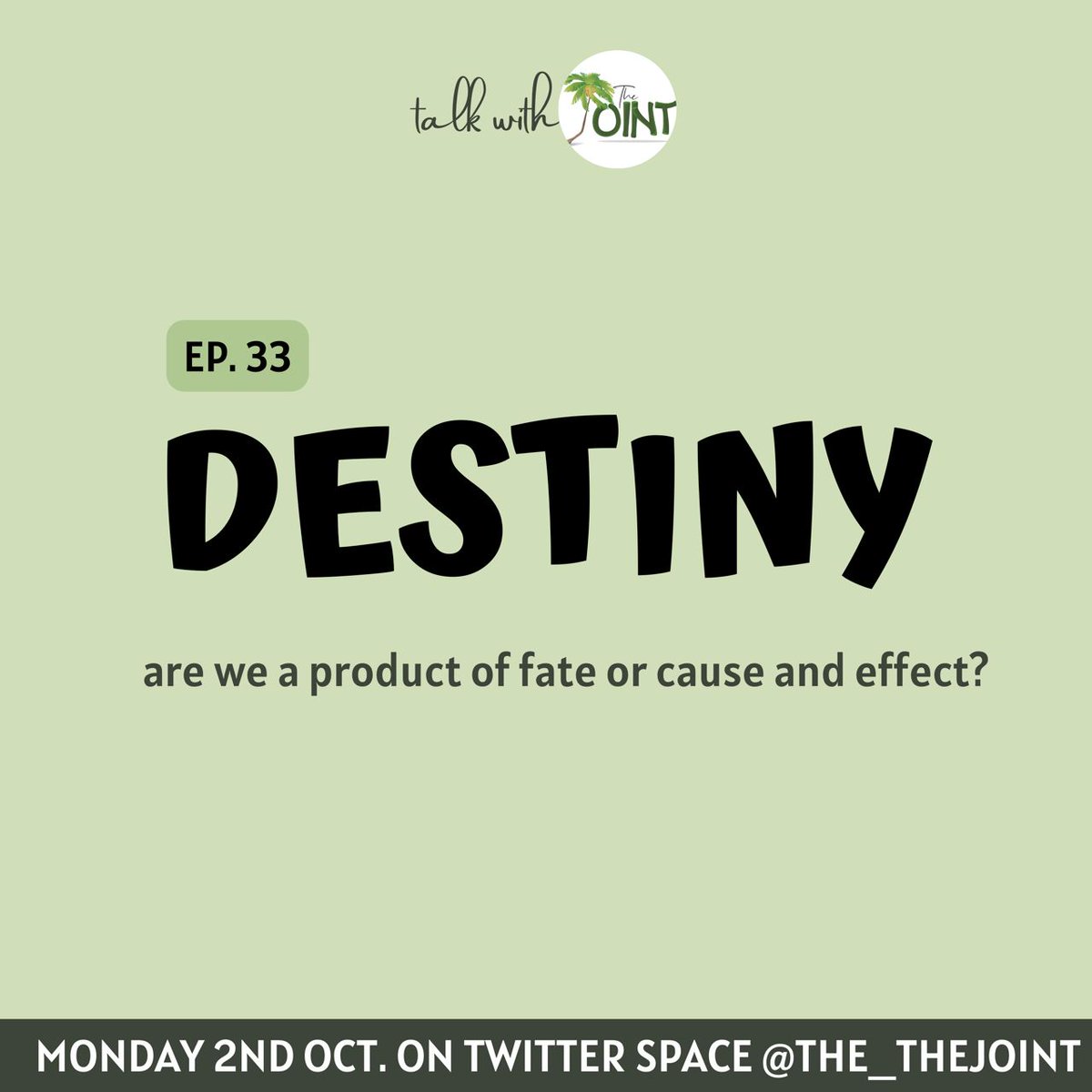 The_TheJoint's tweet photo. Destiny: are we a product of fate or cause and effect?

This is a question that has been debated for centuries Some people believe that destiny is a predetermined plan that governs our lives, and that we have no control over our choices or outcomes. https://t.co/AkDk4QKdHE