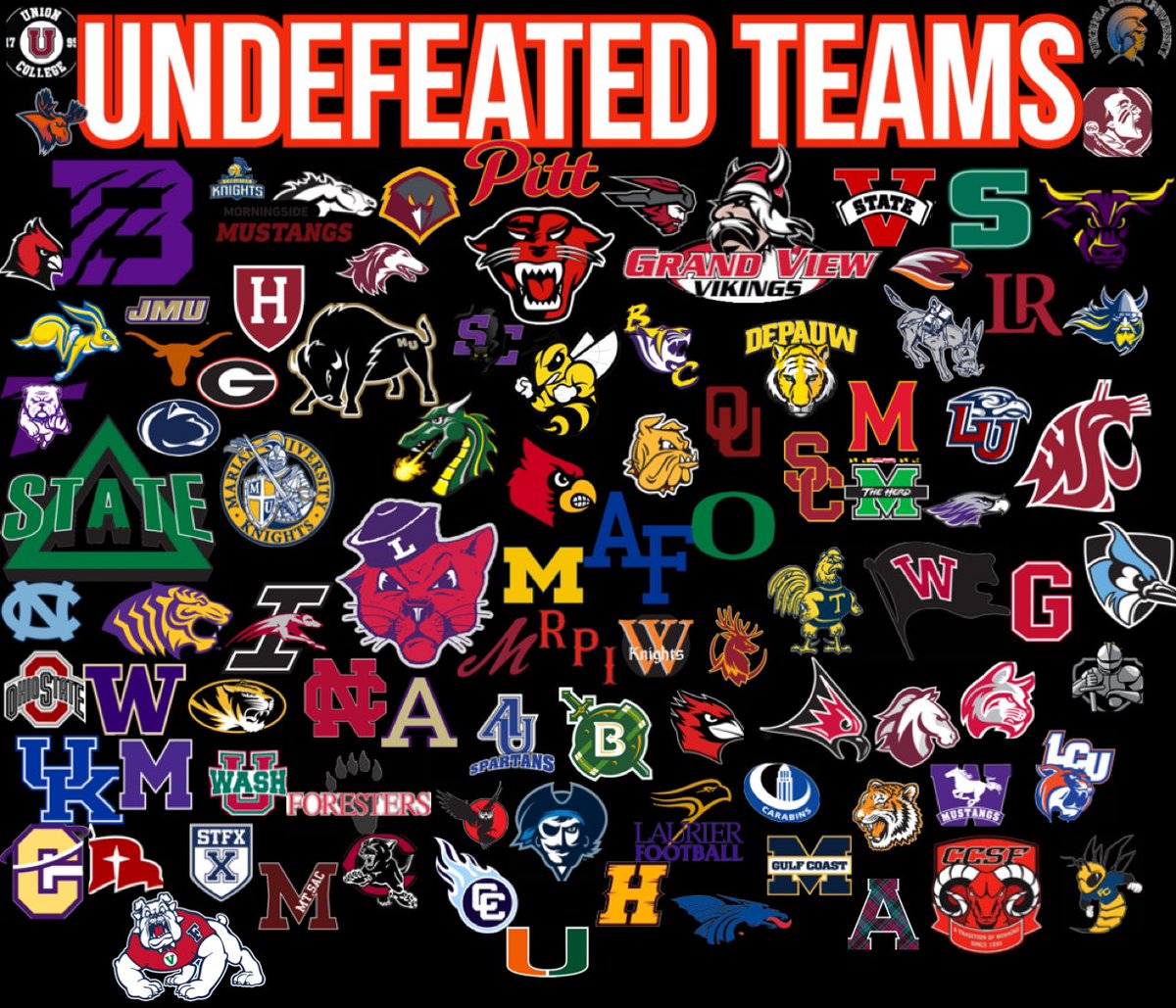 After a wild Week 5, here are the teams that have made it out of the first 5 weeks undefeated.

Has your team survived?

#collegefootball #cfb #fbs #fcs #d2fb #d3fb #Juco #JUCOFootball #naia #USports